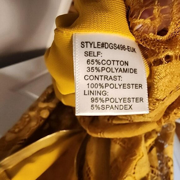 Medium 4SI3NNA Yellow Cotton Poly Blend Knee Length Dress Adjustable Straps - Picture 5 of 10